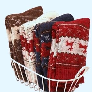 Fashion Novelty Christmas‎ Reindeer Retro Socks 4pc Pack Warm Cozy